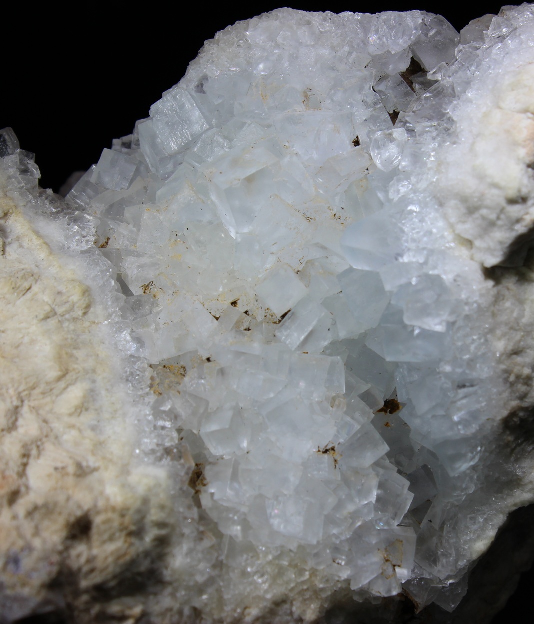 Colorless to slightly grayish fluorite cubes from the Clara Mine