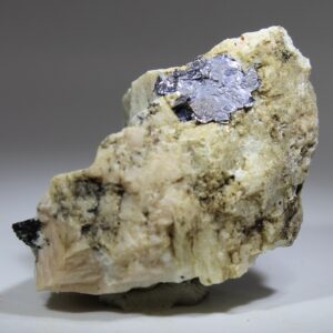 Molybdenite on feldspar from Saga II Quarry Norway