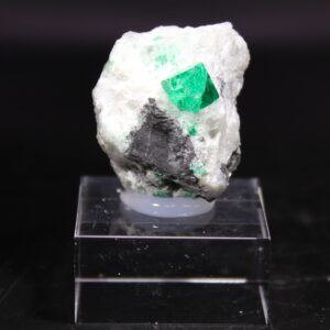 Grüner Smaragdkristall auf heller Matrix aus der Coscuez Mine in Kolumbien