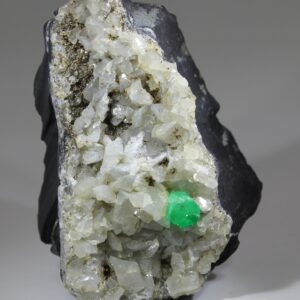 Emerald crystal on white calcite from the Muzo mining district
