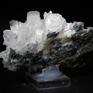 Apophyllite crystals on dark volcanic matrix from Maharashtra, India