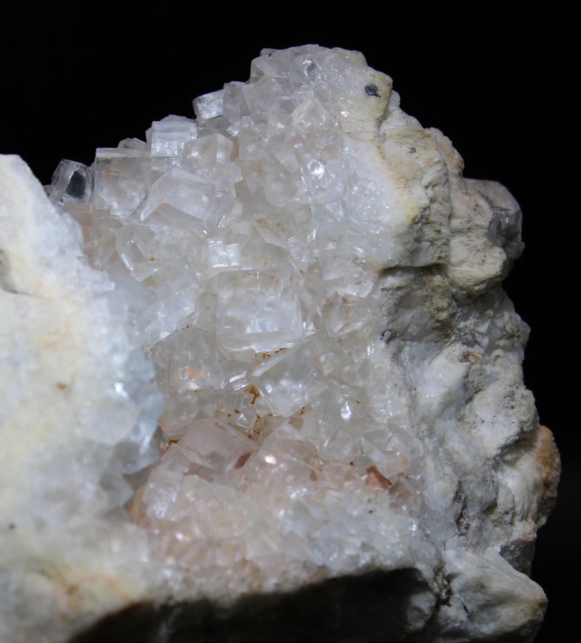 Colorless cubic fluorite crystals from the Clara Mine