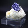 Azurite from Kerrouchen Morocco with dark blue crystal group on pale matrix