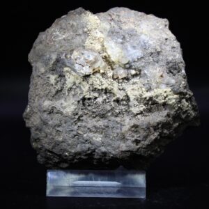 Hyalite glass opal from Valeč Bohemia with colorless and ochre aggregates on dark matrix