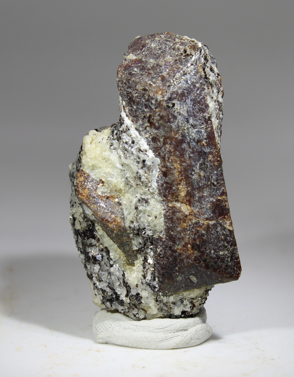 Staurolite from Nesodden near Oslo Norway with large dark brown crystal on matrix