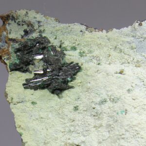 Radiating Atacamite crystals on Chrysocolla La Farola Chile detail