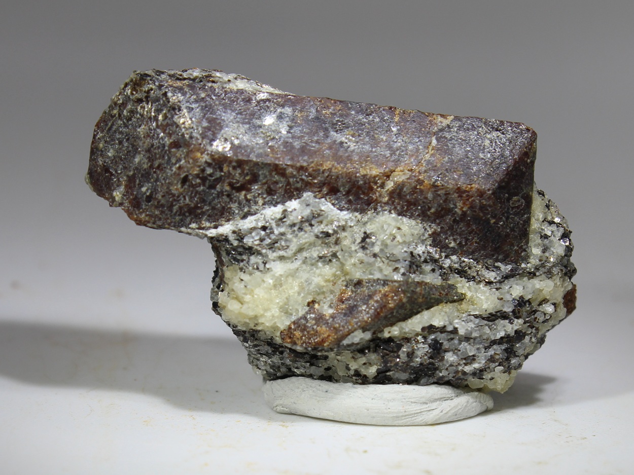 Staurolite crystals from Nesodden Norway on matrix with Quartz and dark mica