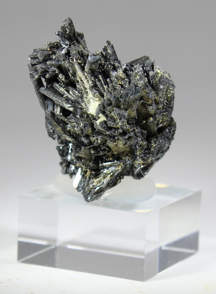 Stibnite crystal group from the Herja Mine Romania rear view