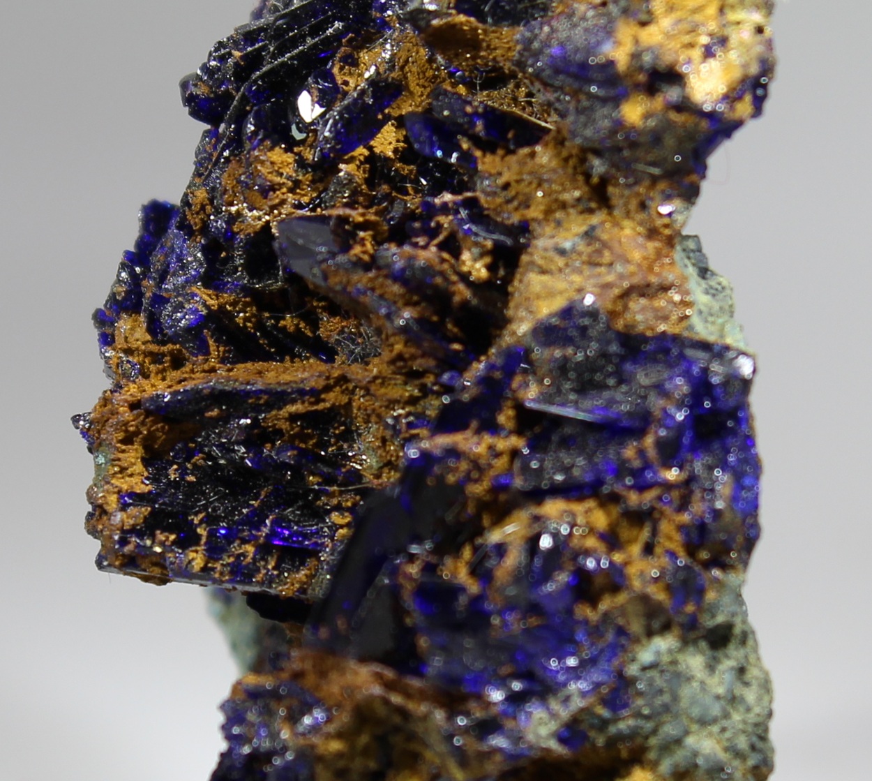 Intensely dark blue Azurite crystals from Touissit Morocco detail view