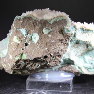 Calcite on basalt from the Raigad District India with white associated mineralization
